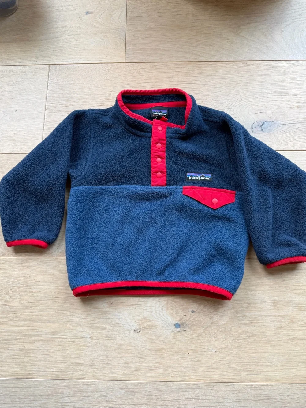 Patagonia Synchilla Snap-T Fleece Pullover Toddler 12–18M Navy Red - Picture 1 of 4